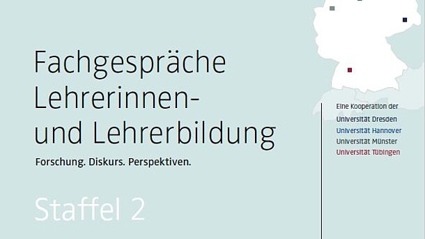 türkisfarbene Coverdatei des Flyers mit Titel und Bild von Deutschland mit den Standorten markiert